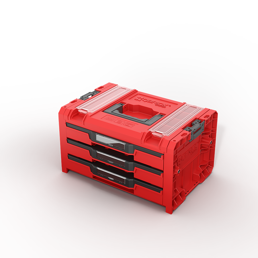 Qbrick System PRO Drawer 3 Toolbox 2.0 Profi Expert RED ULTRA HD Custom Çekmeceli Takım Çantası