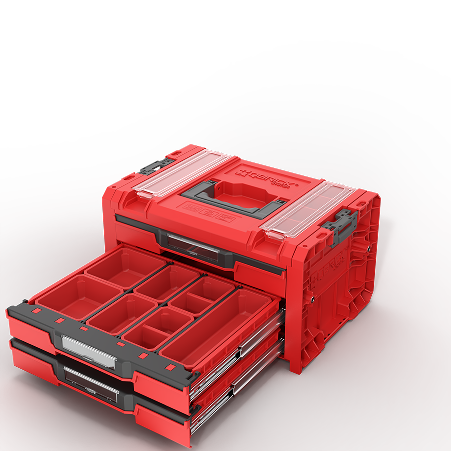 Qbrick System PRO Drawer 3 Toolbox 2.0 Profi Expert RED ULTRA HD Custom Çekmeceli Takım Çantası