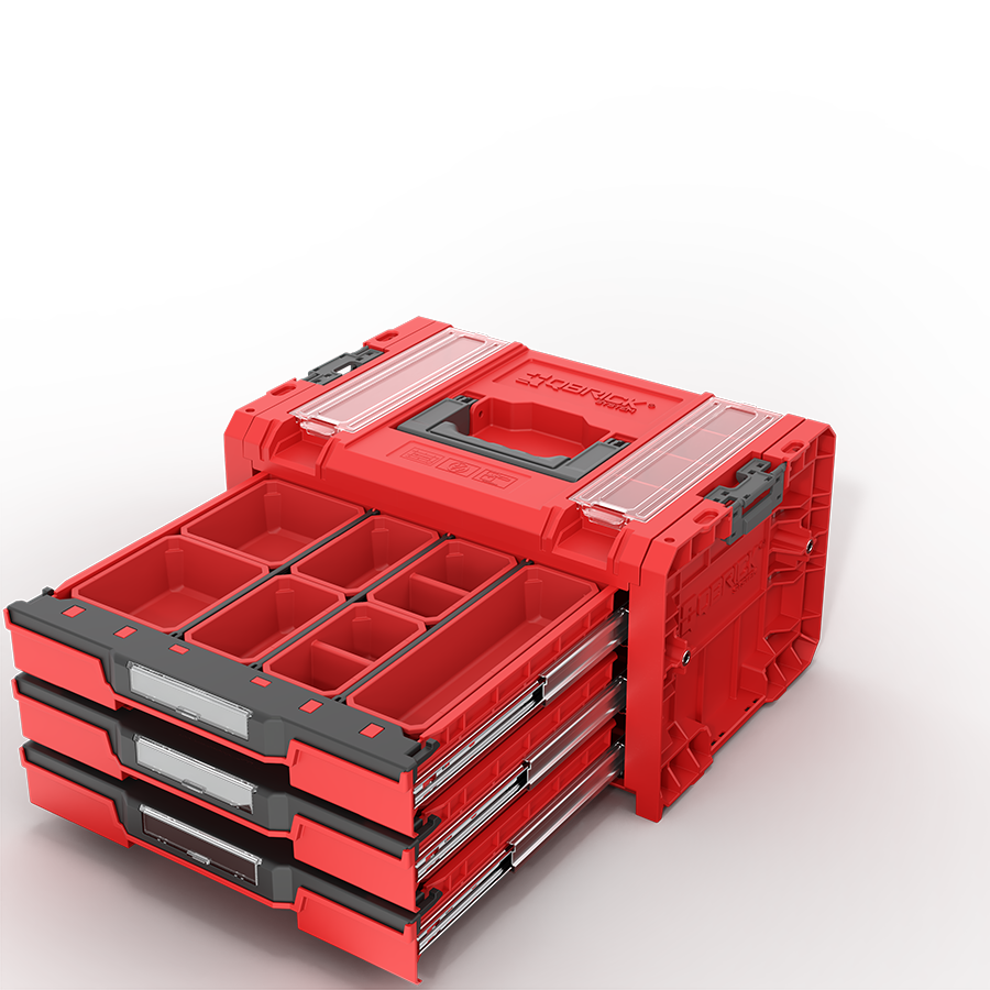 Qbrick System PRO Drawer 3 Toolbox 2.0 Profi Expert RED ULTRA HD Custom Çekmeceli Takım Çantası