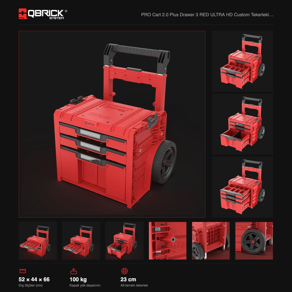 Qbrick System PRO Cart 2.0 Plus Drawer 3 RED ULTRA HD Custom teknik özellikler