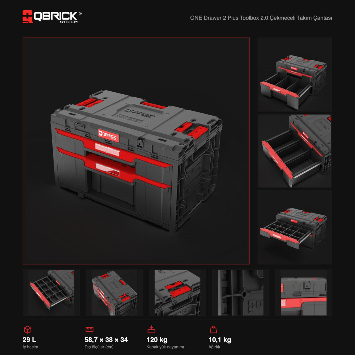 Qbrick System ONE Drawer 2 Plus Toolbox 2.0 teknik özellikler
