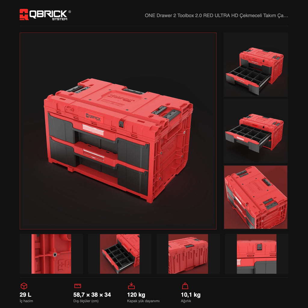 Qbrick System ONE Drawer 2 Toolbox 2.0 RED ULTRA HD teknik özellikler