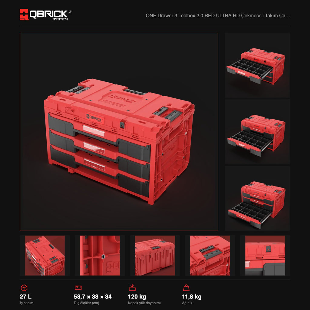 Qbrick System ONE Drawer 3 Toolbox 2.0 RED ULTRA HD teknik özellikler