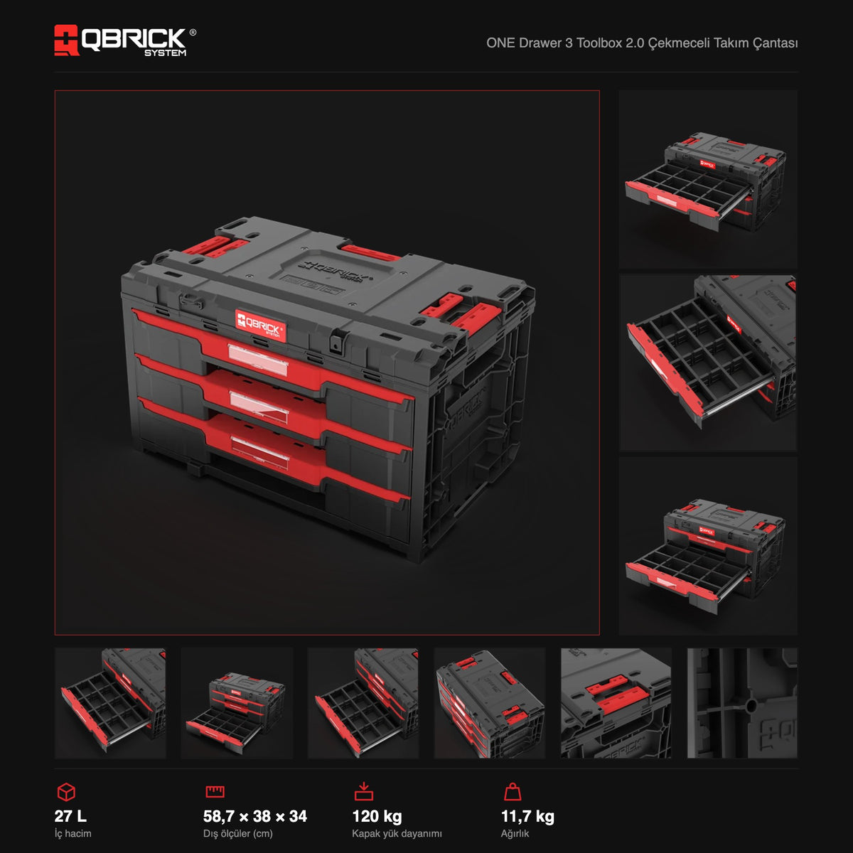 Qbrick System ONE Drawer 3 Toolbox 2.0 teknik özellikler