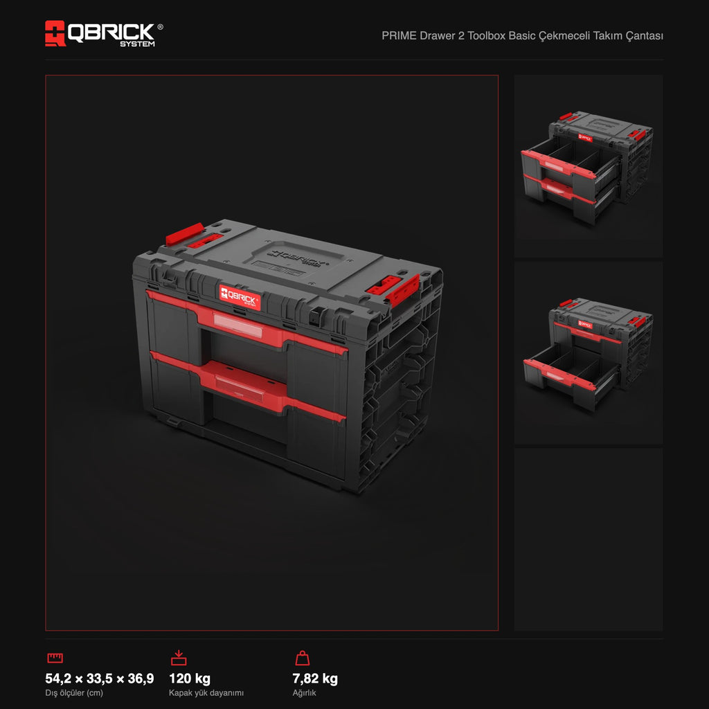 Qbrick System PRIME Drawer 2 Toolbox Basic teknik özellikler