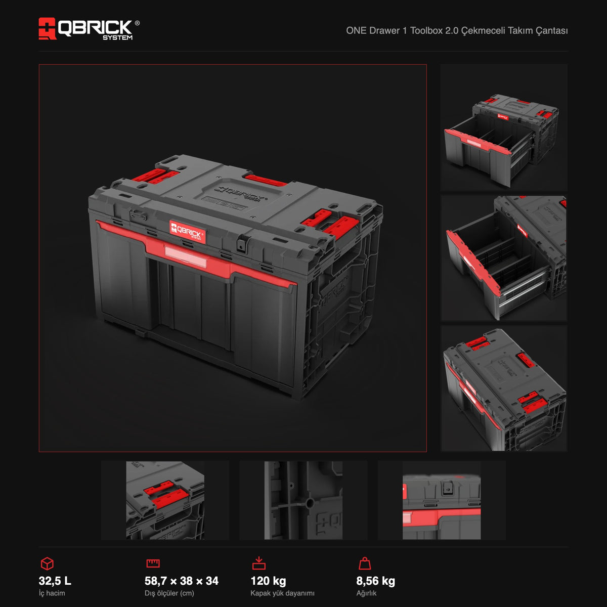 Qbrick System ONE Drawer 1 Toolbox 2.0 teknik özellikler