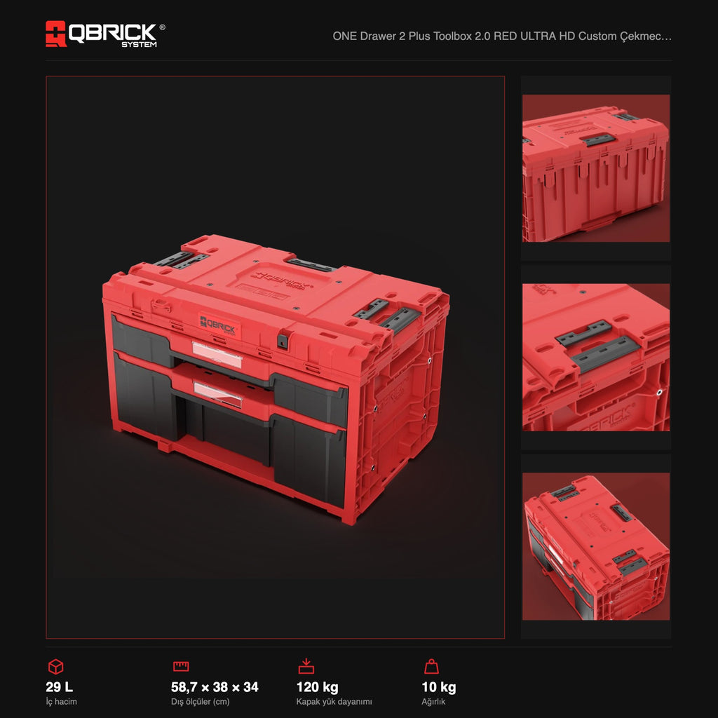 Qbrick System ONE Drawer 2 Plus Toolbox 2.0 RED ULTRA HD Custom teknik özellikler