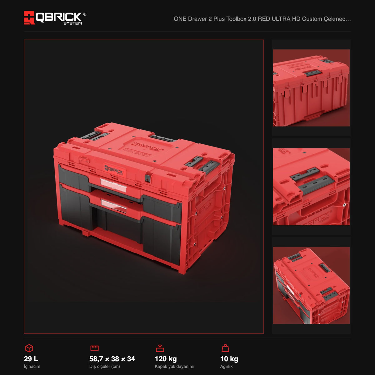 Qbrick System ONE Drawer 2 Plus Toolbox 2.0 RED ULTRA HD Custom teknik özellikler