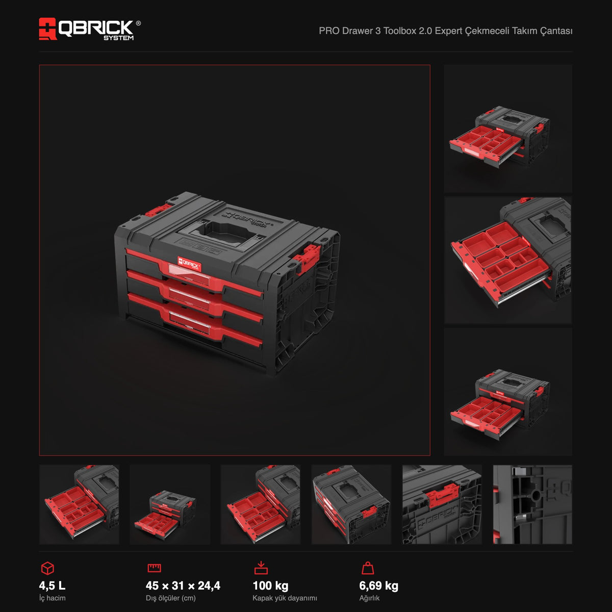 Qbrick System PRO Drawer 3 Toolbox 2.0 Expert teknik özellikler