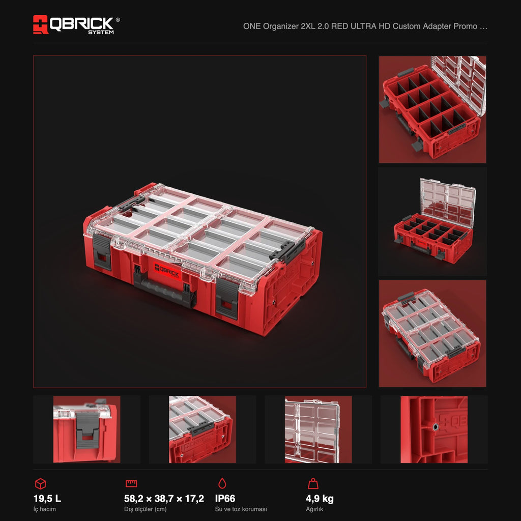 Qbrick System ONE Organizer 2XL 2.0 RED ULTRA HD Custom Adapter Promo teknik özellikler