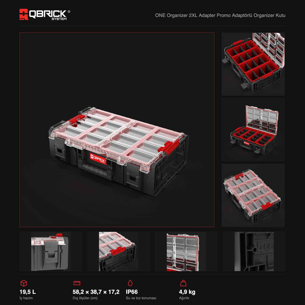 Qbrick System ONE Organizer 2XL Adapter Promo teknik özellikler