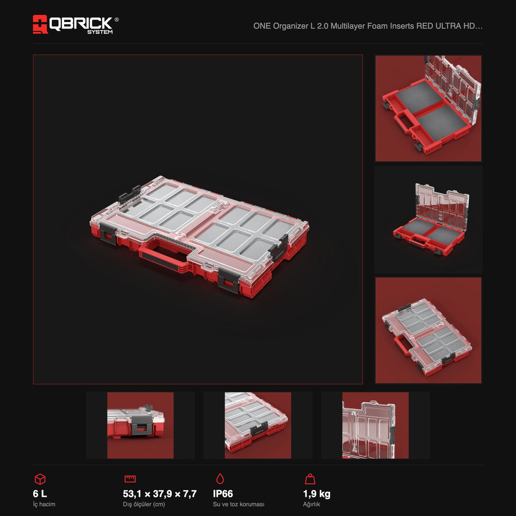 Qbrick System ONE Organizer L 2.0 Multilayer Foam Inserts RED ULTRA HD teknik özellikler