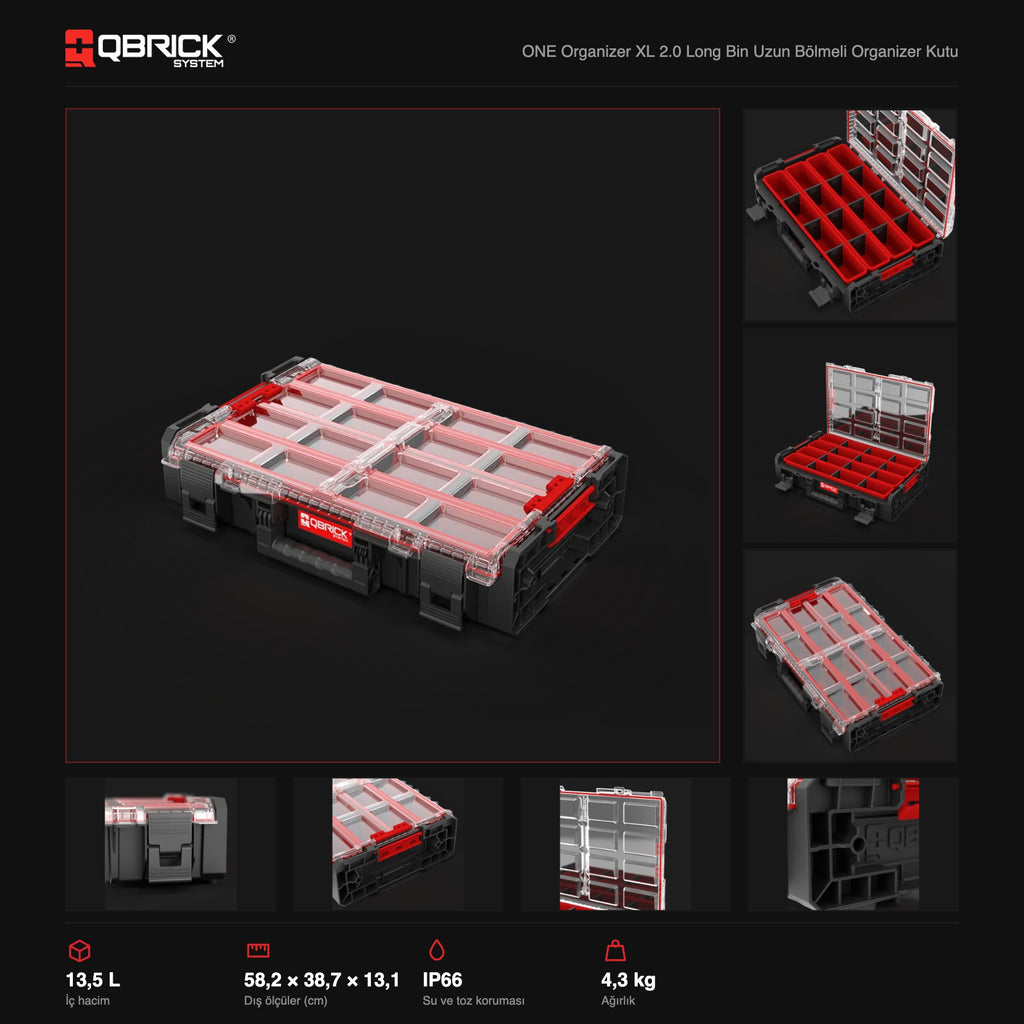 Qbrick System ONE Organizer XL 2.0 Long Bin teknik özellikler
