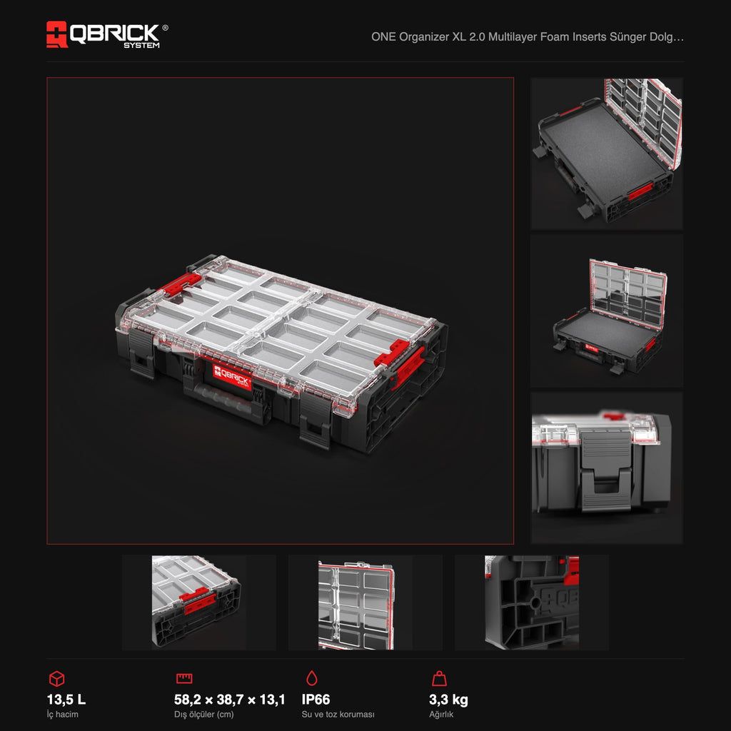 Qbrick System ONE Organizer XL 2.0 Multilayer Foam Inserts teknik özellikler