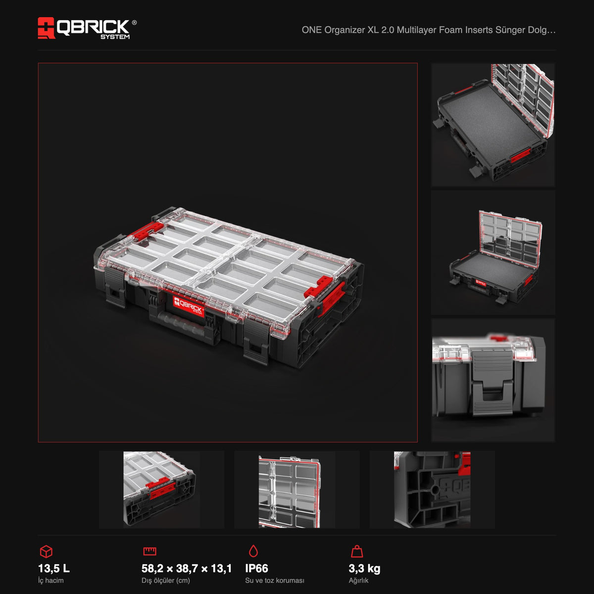 Qbrick System ONE Organizer XL 2.0 Multilayer Foam Inserts teknik özellikler
