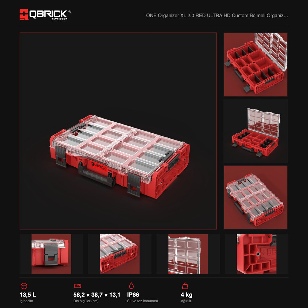 Qbrick System ONE Organizer XL 2.0 RED ULTRA HD Custom teknik özellikler