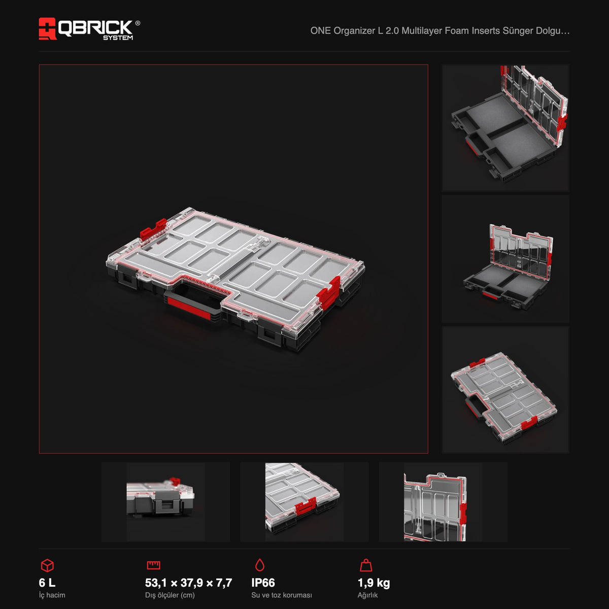 Qbrick System ONE Organizer L 2.0 Multilayer Foam Inserts teknik özellikler