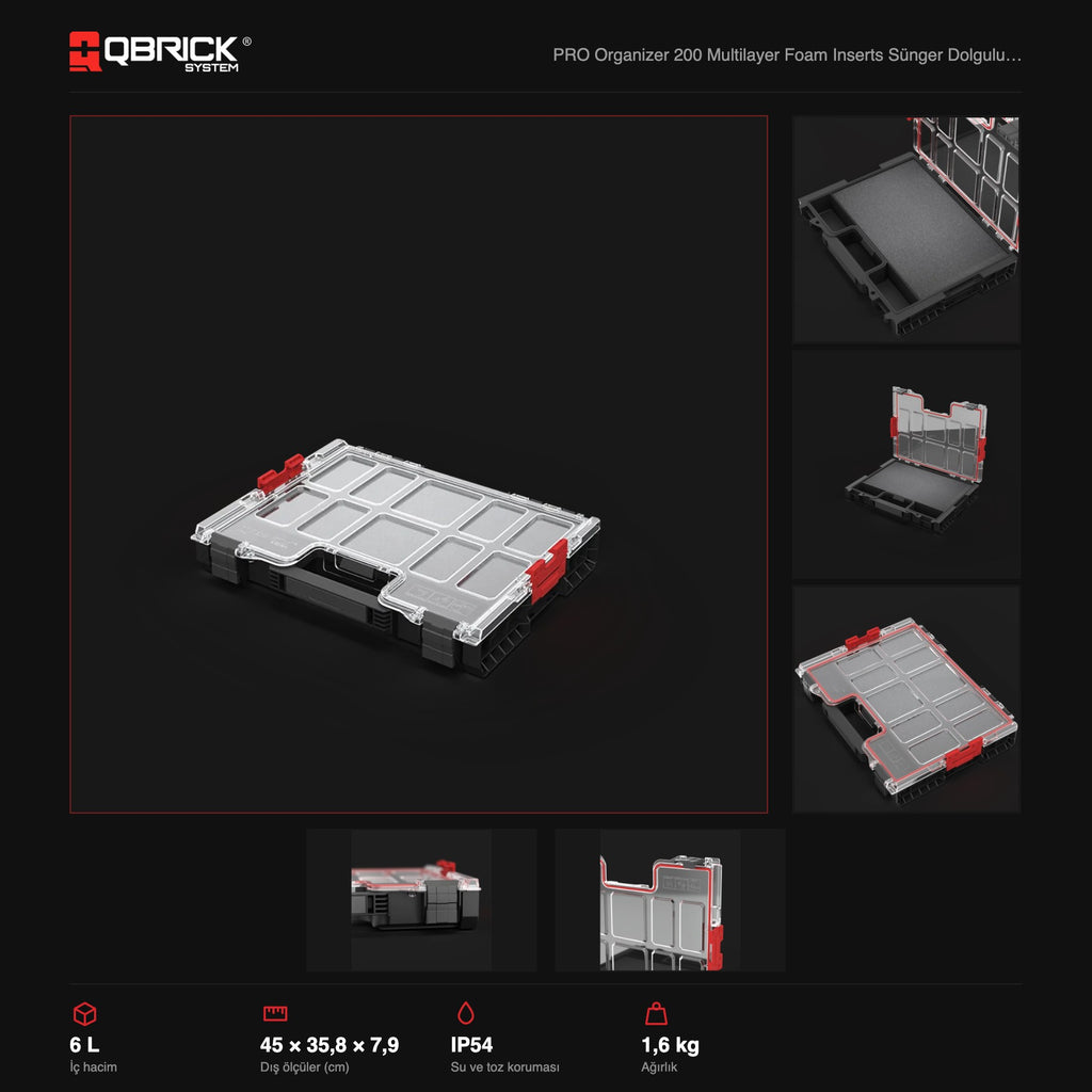 Qbrick System PRO Organizer 200 Multilayer Foam Inserts teknik özellikler