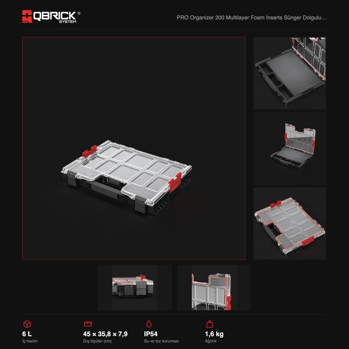 Qbrick System PRO Organizer 200 Multilayer Foam Inserts teknik özellikler