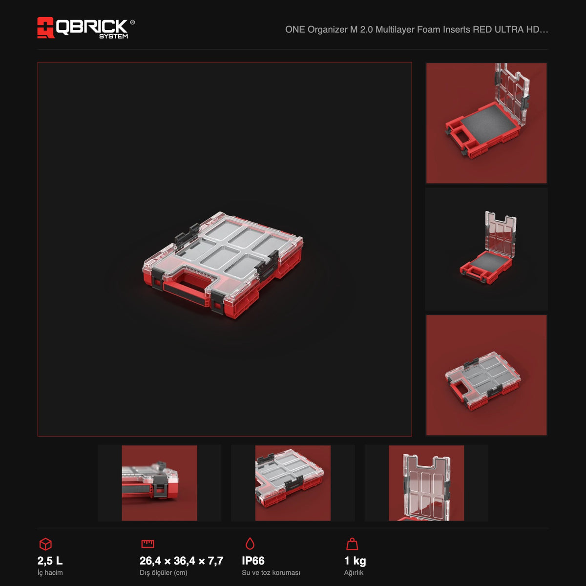 Qbrick System ONE Organizer M 2.0 Multilayer Foam Inserts RED ULTRA HD teknik özellikler