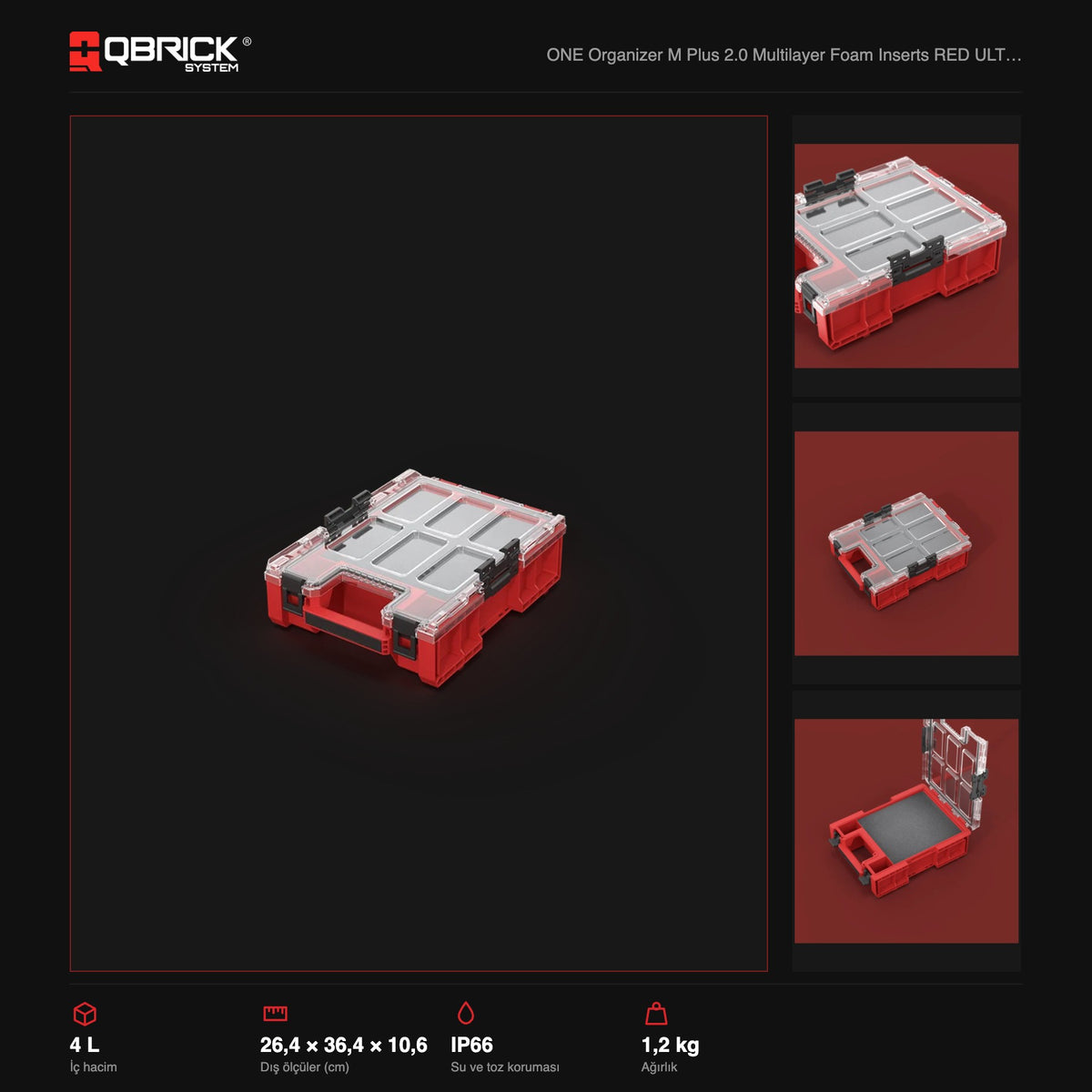 Qbrick System ONE Organizer M Plus 2.0 Multilayer Foam Inserts RED ULTRA HD teknik özellikler