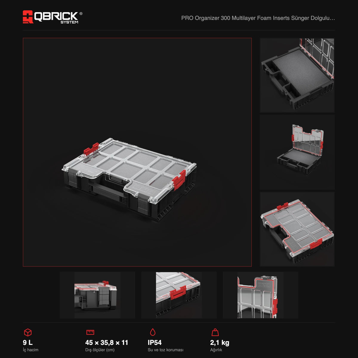 Qbrick System PRO Organizer 300 Multilayer Foam Inserts teknik özellikler
