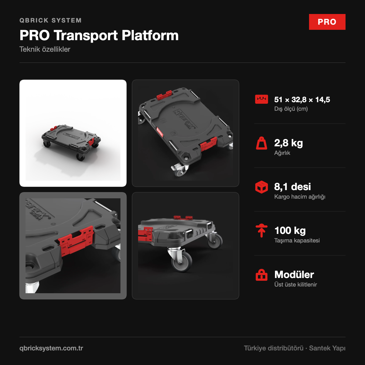 Qbrick System PRO Transport Platform Taşıma Platformu teknik özellikler